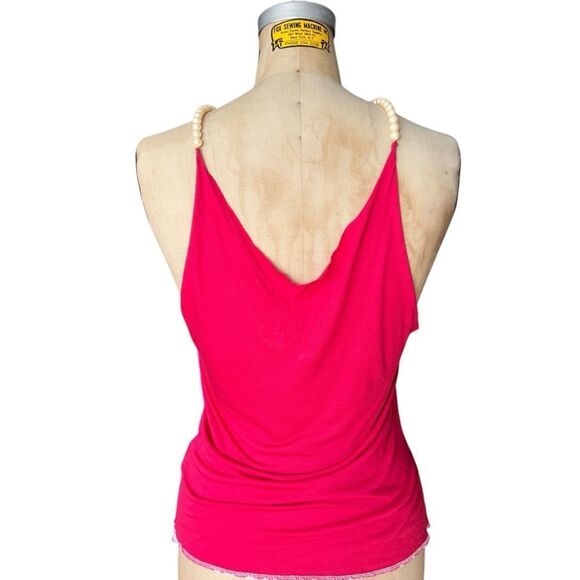 Vintage Red Graphic Camisole Tank with Pearl Beaded Straps Size S - Picture 4 of 7